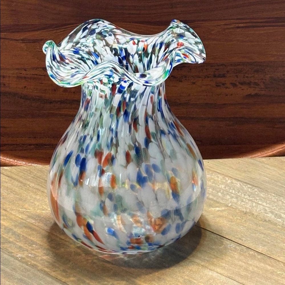 Vintage Murano Style Blown Glass Confetti Vase